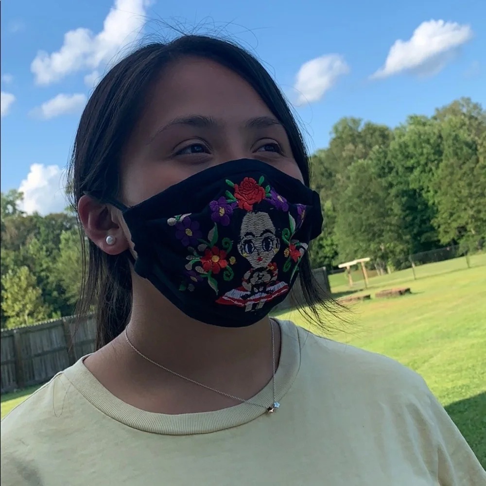 Triple layer Reusable embroide face mask F…